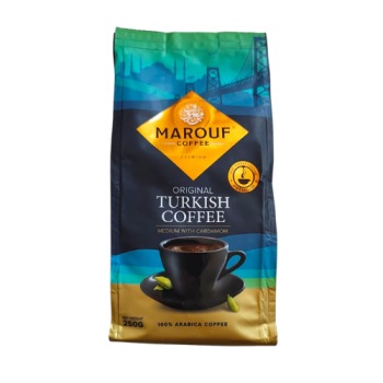 Ma'roof Coffee medium Turkish with Cardamom 250 G- قهوة تركي معروف وسط بالهيل